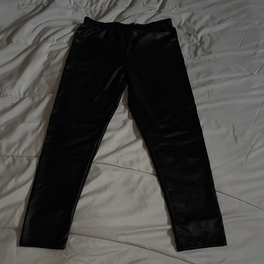 Kids Black Faux Leather Leggings